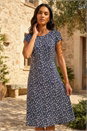 Navy Ditsy Floral Spot Tea Dress, Image 2 of 4