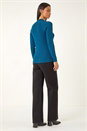 Teal Dusk High Neck Button Shoulder Jumper, Image 4 of 5
