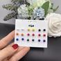 Black Multicolour Round Ball Minimalist Stud Earrings, Image 1 of 2