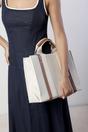 Ivory Margaret Canvas Stripe Tote Bag with Cross Body Strap, Image 2 of 2