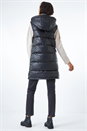 Black Faux Leather Longline Quilted Gilet, Image 3 of 6