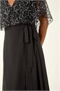 Black Sequin Chiffon Wrap Maxi Dress, Image 5 of 5