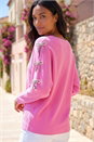 Pink Bow Sleeve V-Neck Knit Jumper, Image 3 of 4