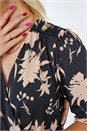 Camel  Contrast Floral Wrap Midi Dress, Image 5 of 5