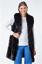 Black Faux Fur Longline Gilet, Image 4 of 6