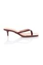 Burgundy AJVANI Burgundy Low Kitten Heel Toe Post Slip On Square Toe Sandals, Image 2 of 5