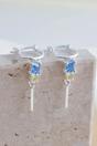 Multi Sterling Silver CZ Blue Yellow Huggie Hoops, Image 3 of 3