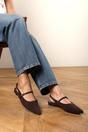 Dark Brown Estrella Pointed Toe Mary Jane Open Back Ballet Flats, Image 7 of 7