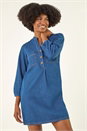 Denim Cotton Denim Button Shift Dress, Image 4 of 5