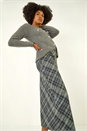 Dark Grey Check Shadow Panel Skirt, Image 2 of 5