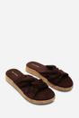 Dark Brown Where's That From Dark Brown Bowite Knotted Open Toe Low Wedge Sandal, Image 4 of 6