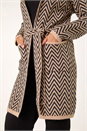 Beige Chevron Knit Cardigan, Image 5 of 8
