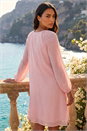 Light Pink Metallic Dobby Frill Dress, Image 3 of 4