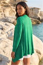 Green Waterfall Front Jersey Knit Cardigan, Image 3 of 4