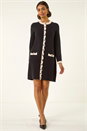 Black Scalloped Button Down Knit Dress, Image 3 of 6