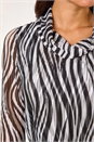 Black Wavy Linear Print Cowl Neck Tunic, Image 5 of 5