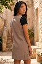 Stone Petite Cord Pinafore Dress, Image 3 of 4