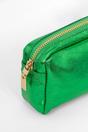 Green Metallic Italian Leather Cosmetic Bag, Image 2 of 2