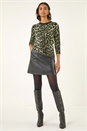 Olive Animal Print Knit Jumper , Image 2 of 5