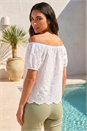 Ivory  Floral Embroidered Bardot Top, Image 2 of 4