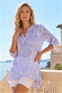 Lilac Linear Print Wrap Tunic Top, Image 1 of 4
