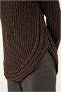 Chocolate Curved Hem Stitch Knit Jumper, Image 5 of 6