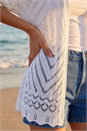 White Petite Pointelle Knit Cardigan, Image 4 of 4