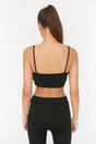 Black WOVCOR Black Plunge V-Neck Thin Strap Supportive Sports Bra, Image 3 of 3