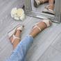 Natural AJVANI Natural High Wedge Heels Ankle Strap Cork Sandals, Image 5 of 6