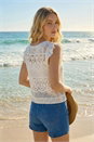 White Crochet Buttoned Waistcoat, Image 2 of 4