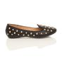 Black Flat Studded Loafers Ballet Pumps, Image 2 of 6
