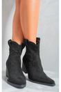 Black iKrush Black Laura Suede Cowboy Ankle Length Boots, Image 3 of 8