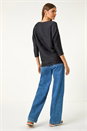 Black Wave Textured Stretch Top, Image 3 of 5
