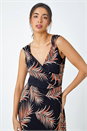 Rust Tropical Puff Print Wrap Maxi Dress, Image 4 of 5