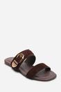 Dark Brown Where's That From Dark Brown Orlina Two Strap Side Buckle Sandal, Image 1 of 6