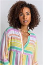 Yellow Aztec Print Tiered Dress, Image 5 of 5