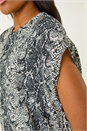 Black Snake Print Bubble Hem Top, Image 5 of 5