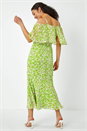 Lime Dusk Spot Print Chiffon Overlay Maxi Dress, Image 3 of 5