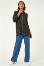 Black Contrast Stitch Shirt, Image 3 of 7