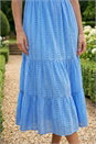 Light Blue  Embroidered V-Neck Midi Dress, Image 4 of 4