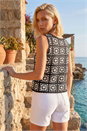 Black Petite Crochet Patchwork Top, Image 3 of 4