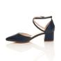 Navy Blue AJVANI Navy Blue Mid Block Heel Crossed Strap Pointed Toe 2 Part Heels, Image 3 of 6