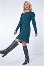 Dark Green Leopard Print Belted Fit & Flare Dress, Image 2 of 5