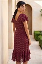 Wine Petite Foil Frill Dress, Image 3 of 4
