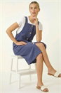 Indigo Corduroy Pinafore Midi Dress, Image 3 of 6