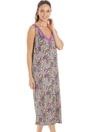 Grey Camille Lingerie Grey Floral Print Spandex Knee Length Chemise, Image 2 of 5