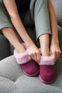 Wine "Heather Wine" Sheepskin and Suede Slipper Boots, Image 1 of 2