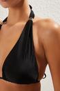 Black Halterneck Triangle Bikini Set with Hardware Detail and Bottom, Image 3 of 4