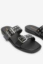 Black Orchard Slide On Double Buckle Studded Sandal, Image 5 of 6