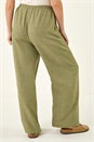 Khaki Petite Pull On Woven Trouser, Image 3 of 5